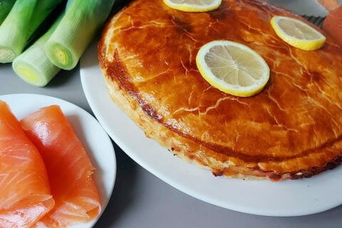 Tourte aux poireaux et au saumon fumé