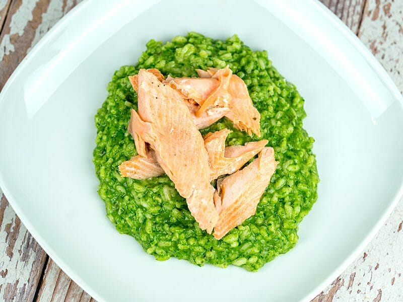 Risotto tout vert au saumon au Thermomix