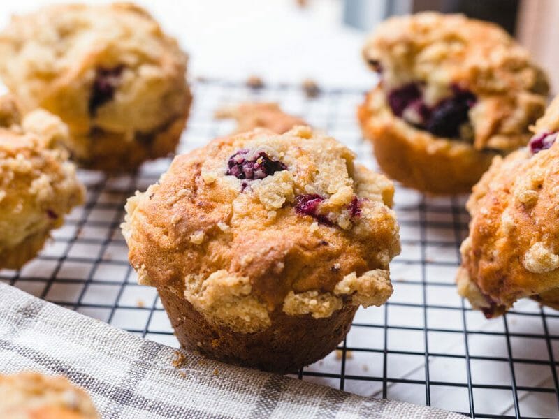 Muffins aux mûres façon crumble au Thermomix