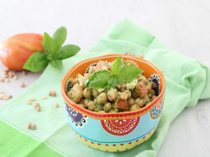 Salade de pois chiches au pesto au Thermomix