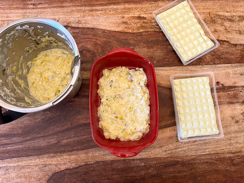 Montage gratin de ravioles au poireaux au Thermomix