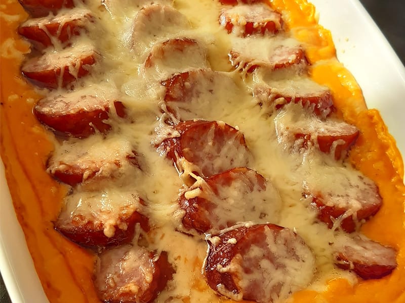 Gratin de butternut à la saucisse de Montbéliard au Thermomix