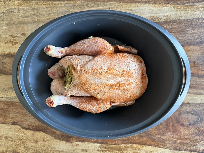 Poulet farci avant cuisson vapeur
