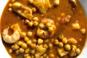 Ragoût de pois chiches à la seiche et aux crevettes au Thermomix