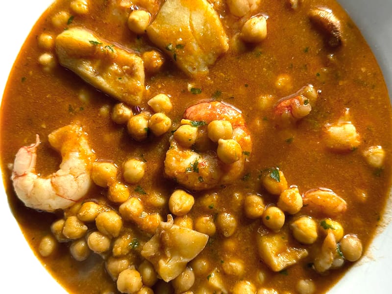 Ragoût de pois chiches à la seiche et aux crevettes au Thermomix