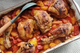 Poulet aux pommes de terre, poivron et tomates au Thermomix