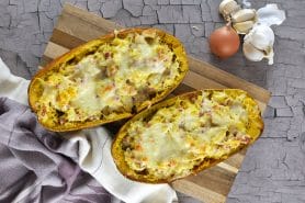 Courge spaghetti à la crème et aux lardons au Thermomix