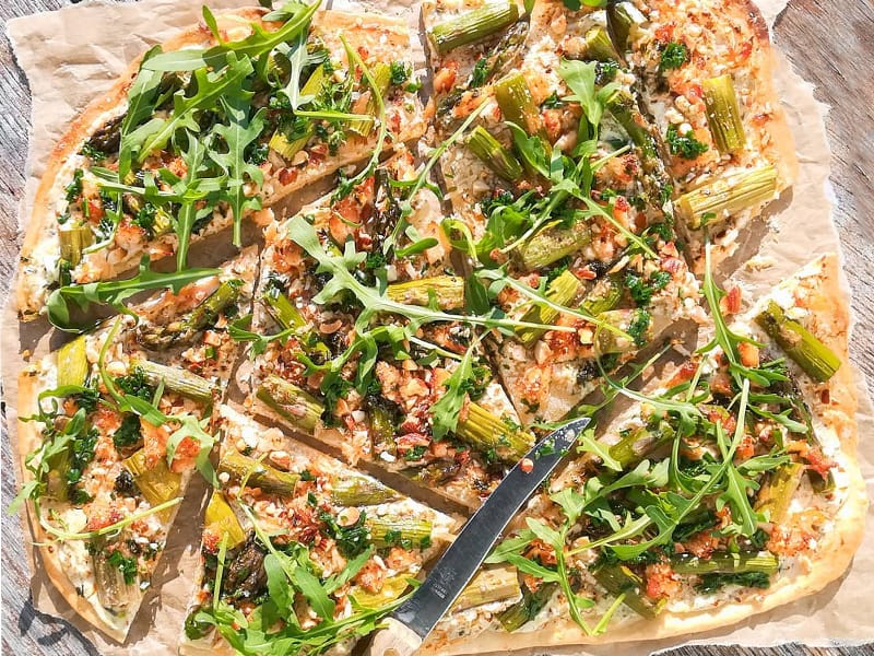 Tarte flambée asperges et saumon au Thermomix