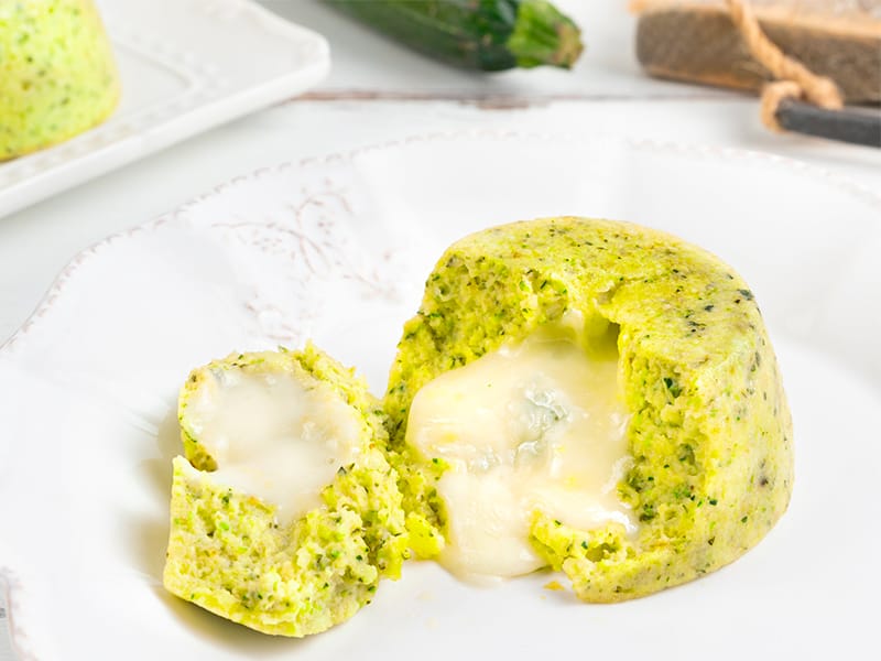 Petits flans courgettes coeur fondant au gorgonzola au Thermomix