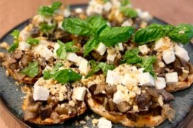 Brushetta aubergines, chèvre et noix au Thermomix