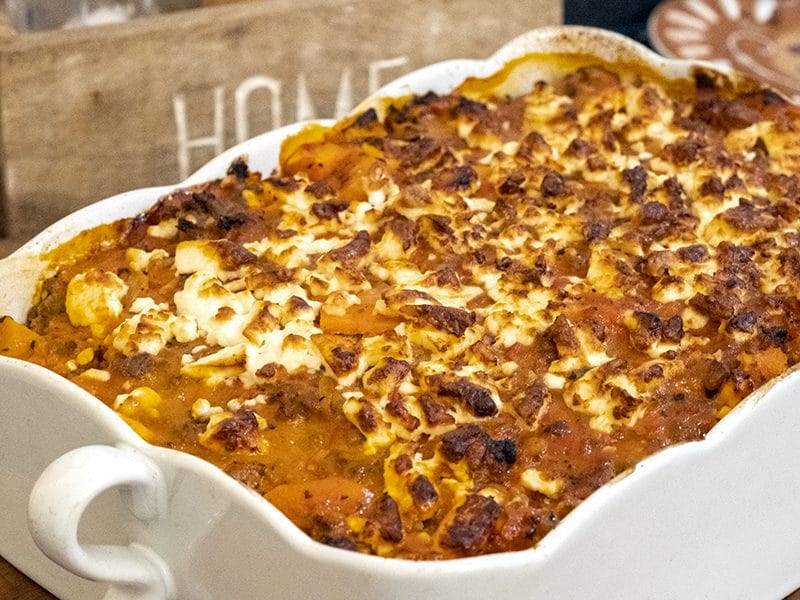 Casserole de patates douces à la viande hachée et fêta au Thermomix