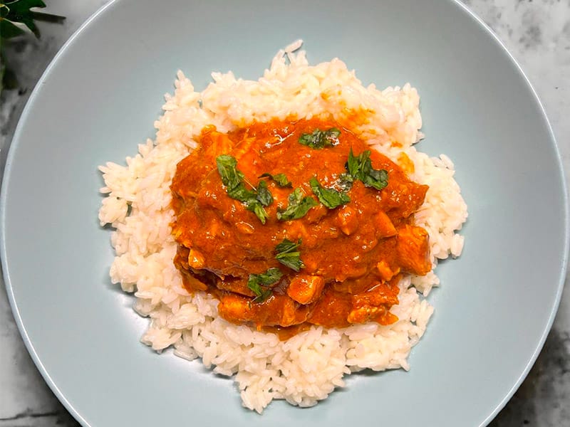 Curry crémeux de poulet tomates et amandes au Thermomix