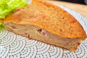 Pudding salé au pain et aux lardons au Thermomix
