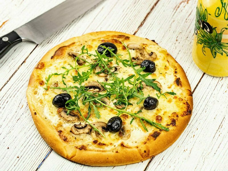 Cliquez pour zoomer ! Pizza blanche aux champignons Thermomix par Minou