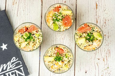 Cliquez pour zoomer ! Salade de perles aux crevettes, pamplemousse et avocat Thermomix par Minou