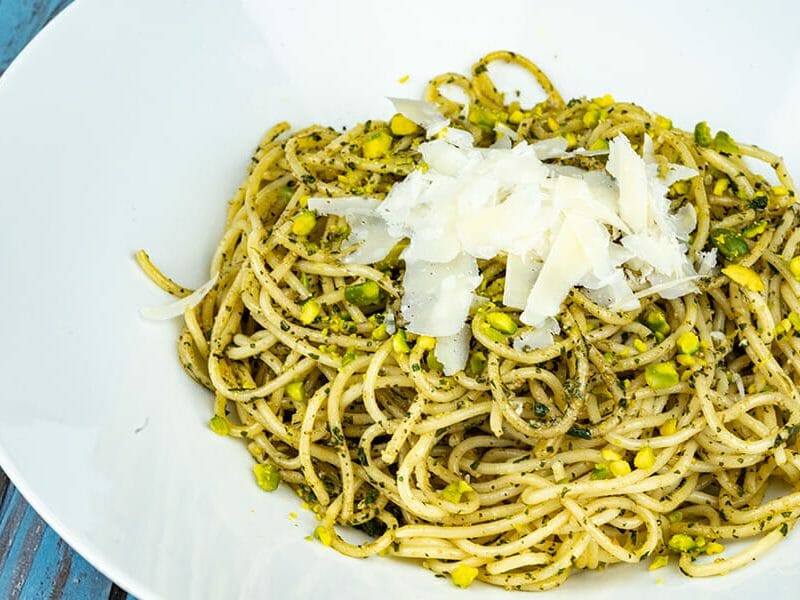 Cliquez pour zoomer ! Spaghettis au pesto de menthe fraîche Thermomix par Minou
