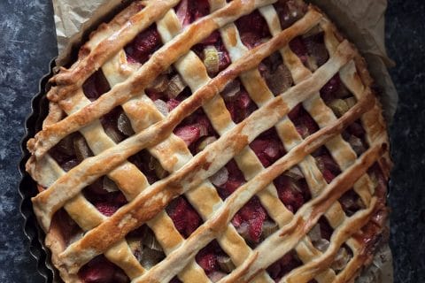 Cliquez pour zoomer ! Tarte aux fraises et à la rhubarbe Thermomix par david_374