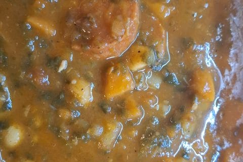 Cliquez pour zoomer ! Ragoût de pois chiches au chorizo et épinards Thermomix par flo97227