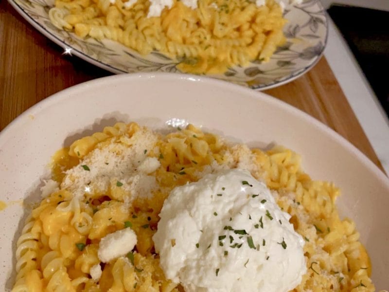 Cliquez pour zoomer ! Tortiglioni à la crème de butternut confite au four Thermomix par lolomg