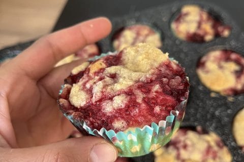 Cliquez pour zoomer ! Muffins aux mûres façon crumble Thermomix par feriel92