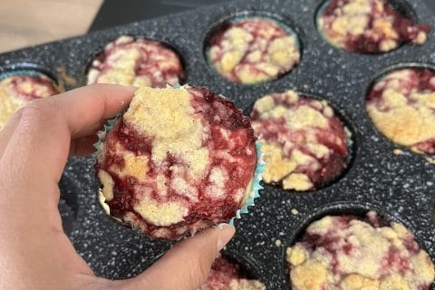 Cliquez pour zoomer ! Muffins aux mûres façon crumble Thermomix par feriel92