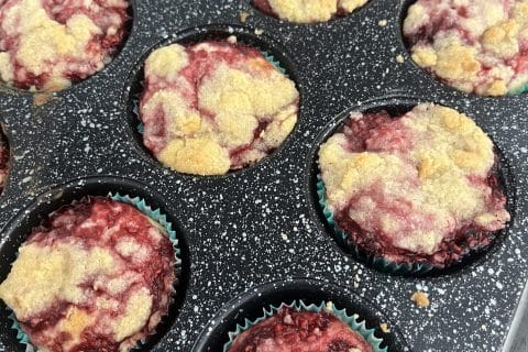Cliquez pour zoomer ! Muffins aux mûres façon crumble Thermomix par feriel92