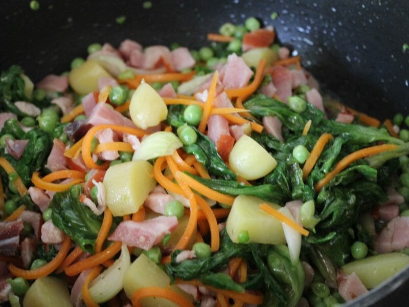 Jardinière de légumes aux lardons au Thermomix - Cookomix