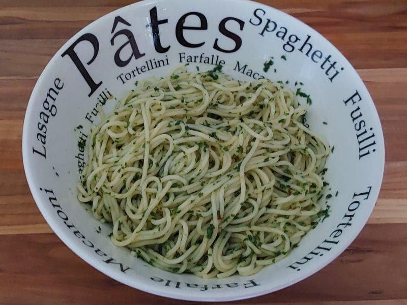 Cliquez pour zoomer ! Spaghetti à l’ail et à l’huile d’olive Thermomix par Erghy