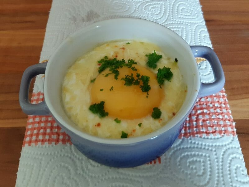 Cliquez pour zoomer ! Oeufs cocotte épinards et chorizo Thermomix par Erghy