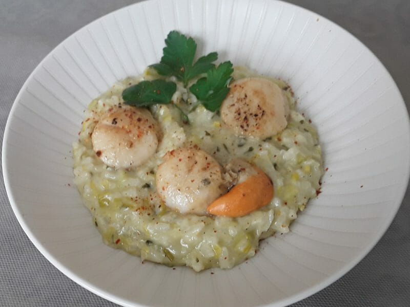 Risotto aux Saint Jacques et poireaux au Thermomix - Cookomix
