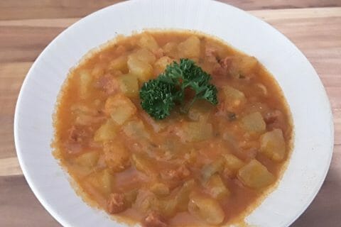 Cliquez pour zoomer ! Concombre cuit lardons tomate paprika Thermomix par Erghy