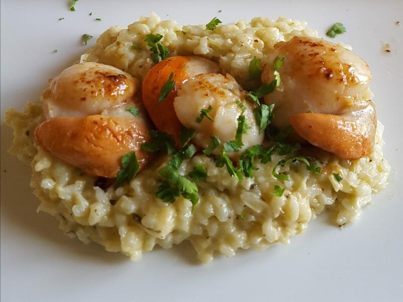 Risotto aux Saint Jacques et poireaux au Thermomix - Cookomix