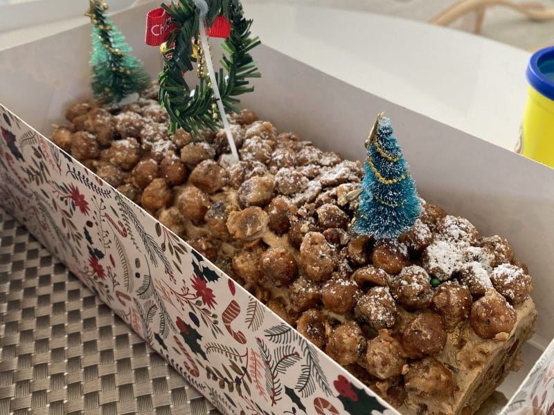 Cliquez pour zoomer ! Bûche pralinée aux éclats de noisettes caramélisés Thermomix par charlottella