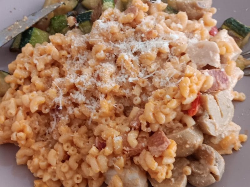 Cliquez pour zoomer ! Pennes au poulet, tomates et champignons Thermomix par nadinenanou