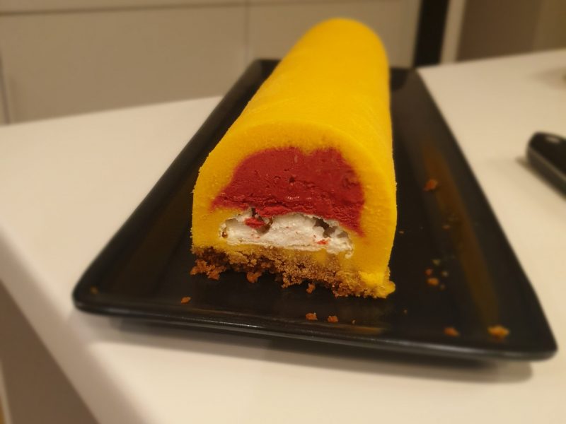Cliquez pour zoomer ! Bûche glacée mangue et framboise Thermomix par Familleloja