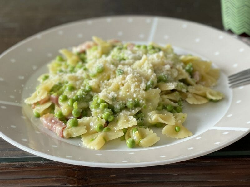 Cliquez pour zoomer ! Pâtes aux petits pois et lardons Thermomix par Sharbb