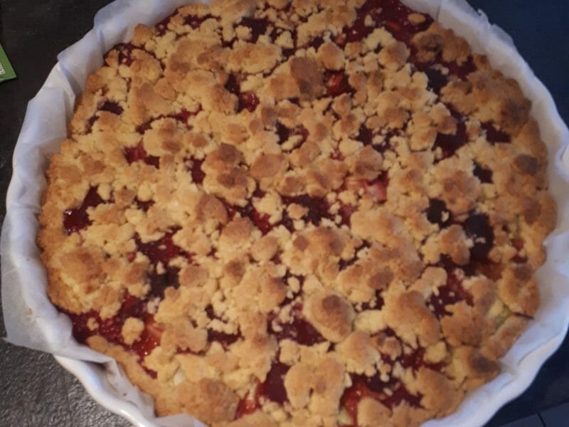 Cliquez pour zoomer ! Cookie-crumble rhubarbe framboises Thermomix par Kmillou