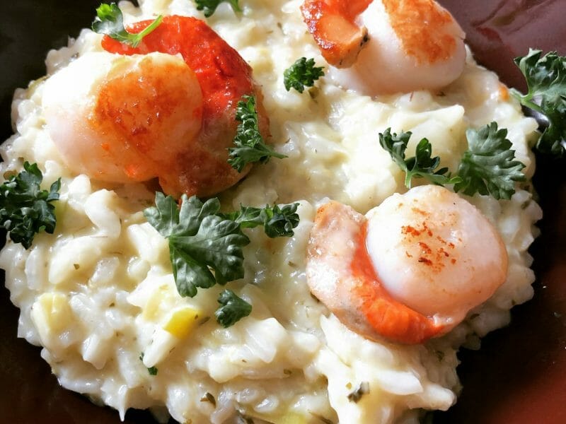 Cliquez pour zoomer ! Risotto aux Saint Jacques et poireaux Thermomix par Freemouse