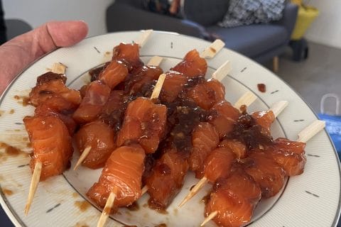 Cliquez pour zoomer ! Brochettes yakitori de saumon Thermomix par socuisinette