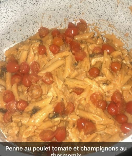 Cliquez pour zoomer ! Pennes au poulet, tomates et champignons Thermomix par Roomane