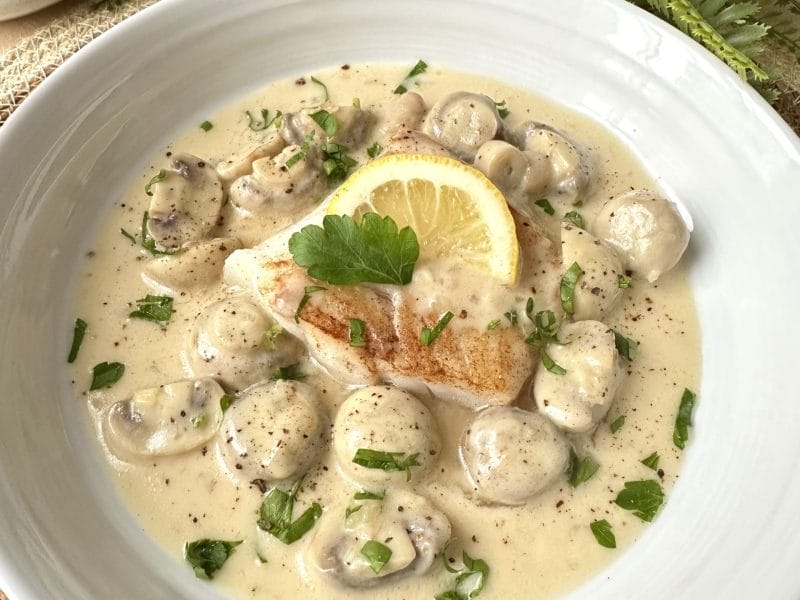 Cliquez pour zoomer ! Filets de sole aux crevettes et champignons Thermomix par chezanh