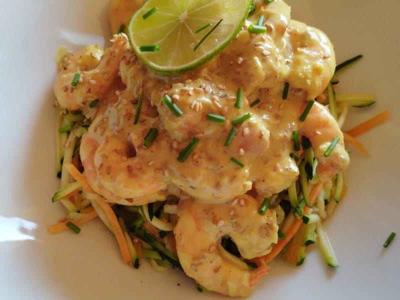 Cliquez pour zoomer ! Crevettes miel sésame au lait de coco Thermomix par Laulu