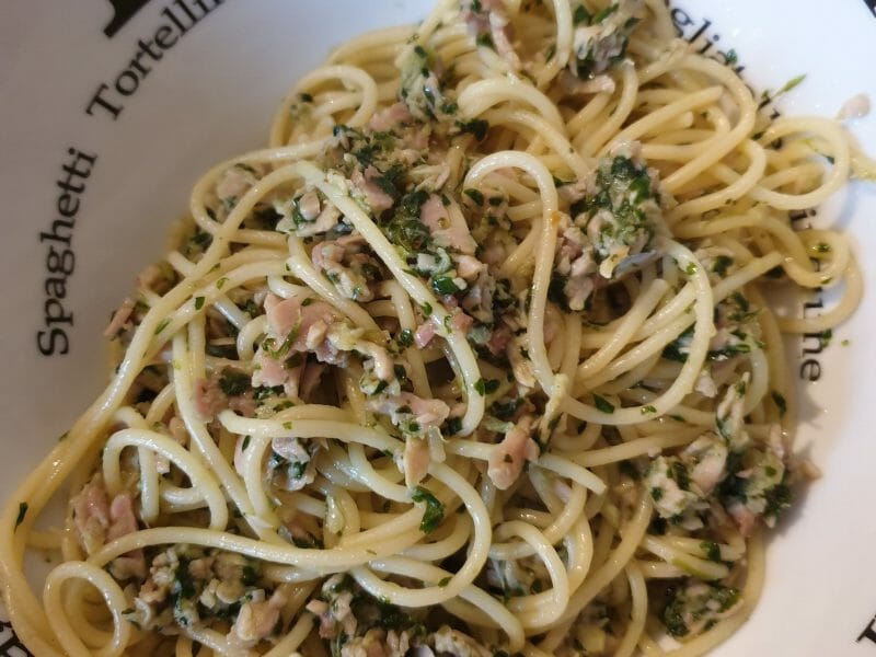 Cliquez pour zoomer ! Spaghetti à l’ail et à l’huile d’olive Thermomix par Marion.lab