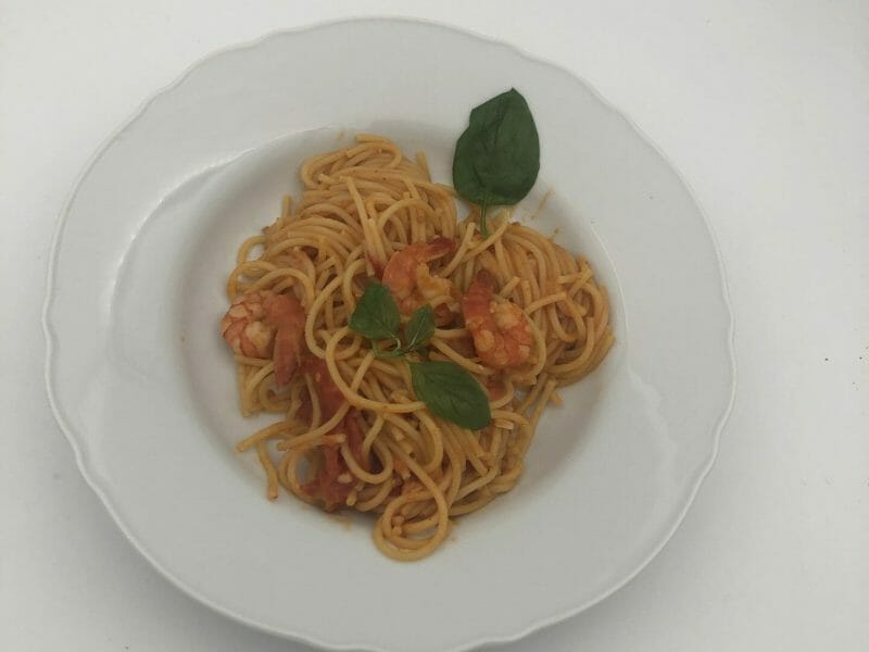 Cliquez pour zoomer ! Spaghettis aux crevettes et à l’ail Thermomix par Rafael