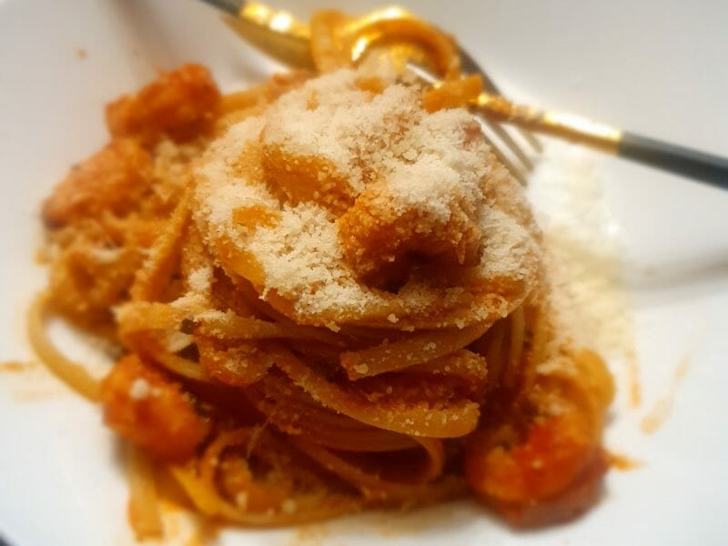 Cliquez pour zoomer ! Spaghettis aux crevettes et à l’ail Thermomix par Amandine971