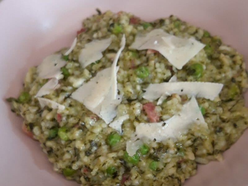 Risotto aux épinards et petits pois au Thermomix - Cookomix