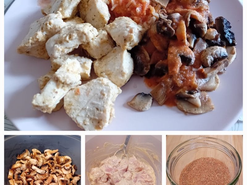 Cliquez pour zoomer ! Poulet, sauce poivron-tomate, riz et ses légumes Thermomix par Cricri-25