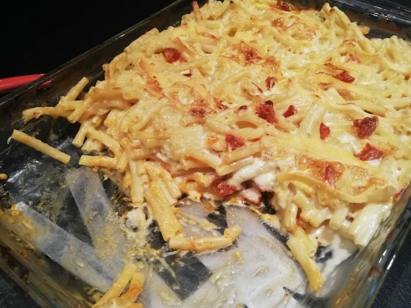 Cliquez pour zoomer ! Gratin de macaroni reblochon et chorizo Thermomix par alinou