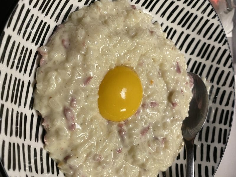 Cliquez pour zoomer ! Risotto façon carbonara Thermomix par Yannickbordin