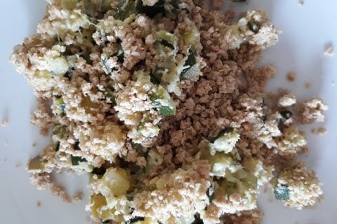 Cliquez pour zoomer ! Crumble courgettes, basilic et parmesan au Thermomix
